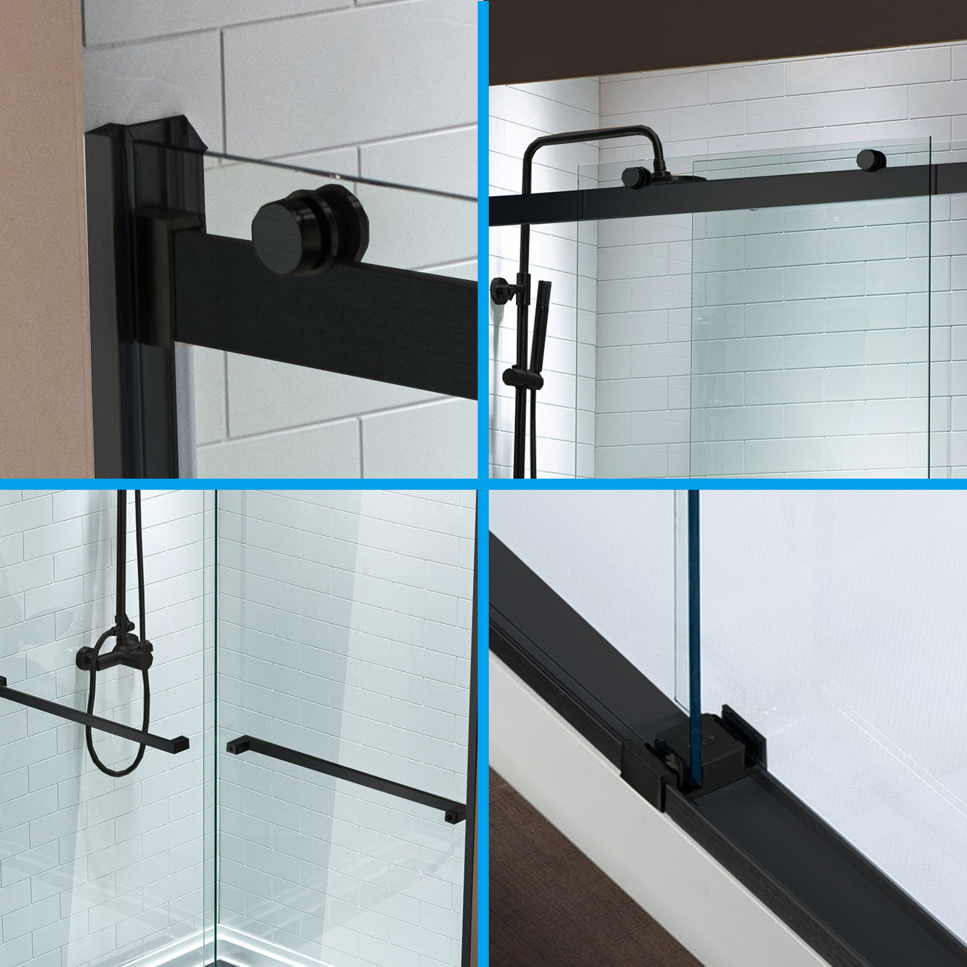 Woodbridge 2 Way Opening and Double Sliding (48"W x 76"H x 5/16") Frameless Tempered Glass Shower Door