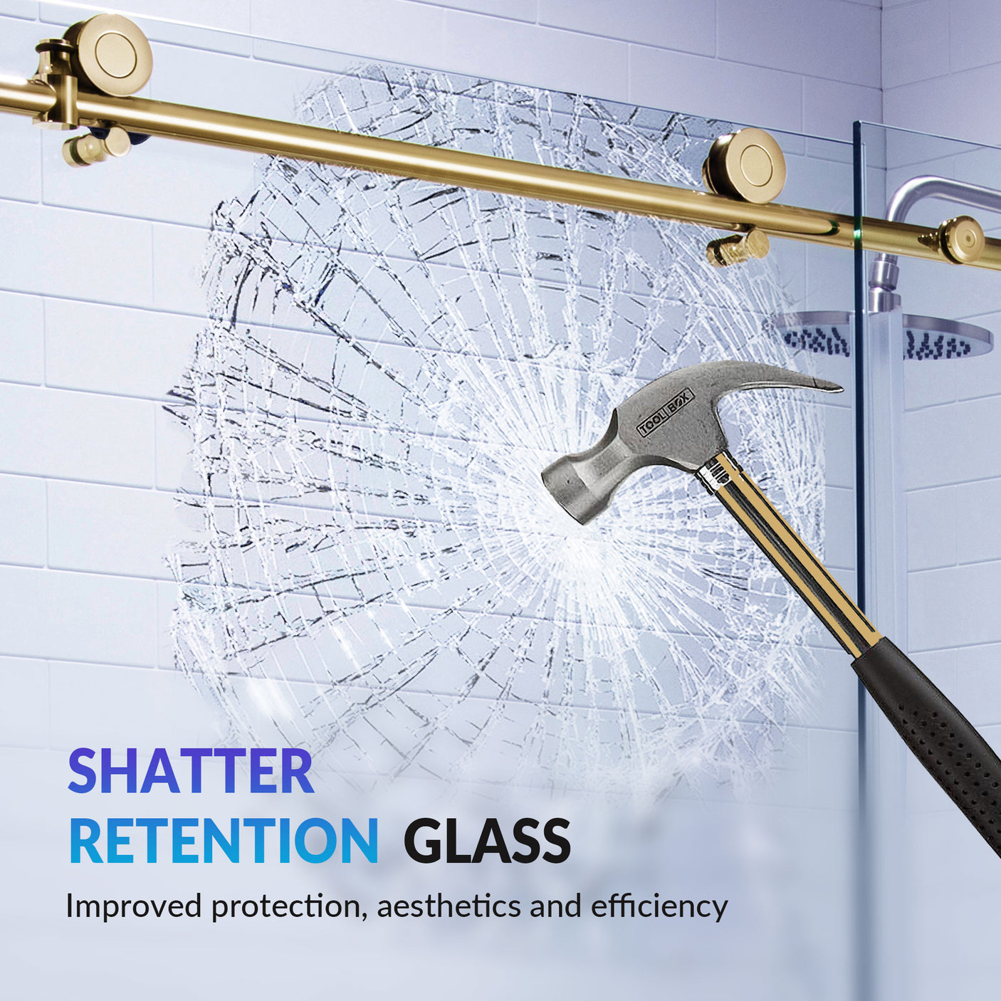 Woodbridge Frameless (60"W × 76"H) Clear Tempered Glass Shower Door with Soft Close System