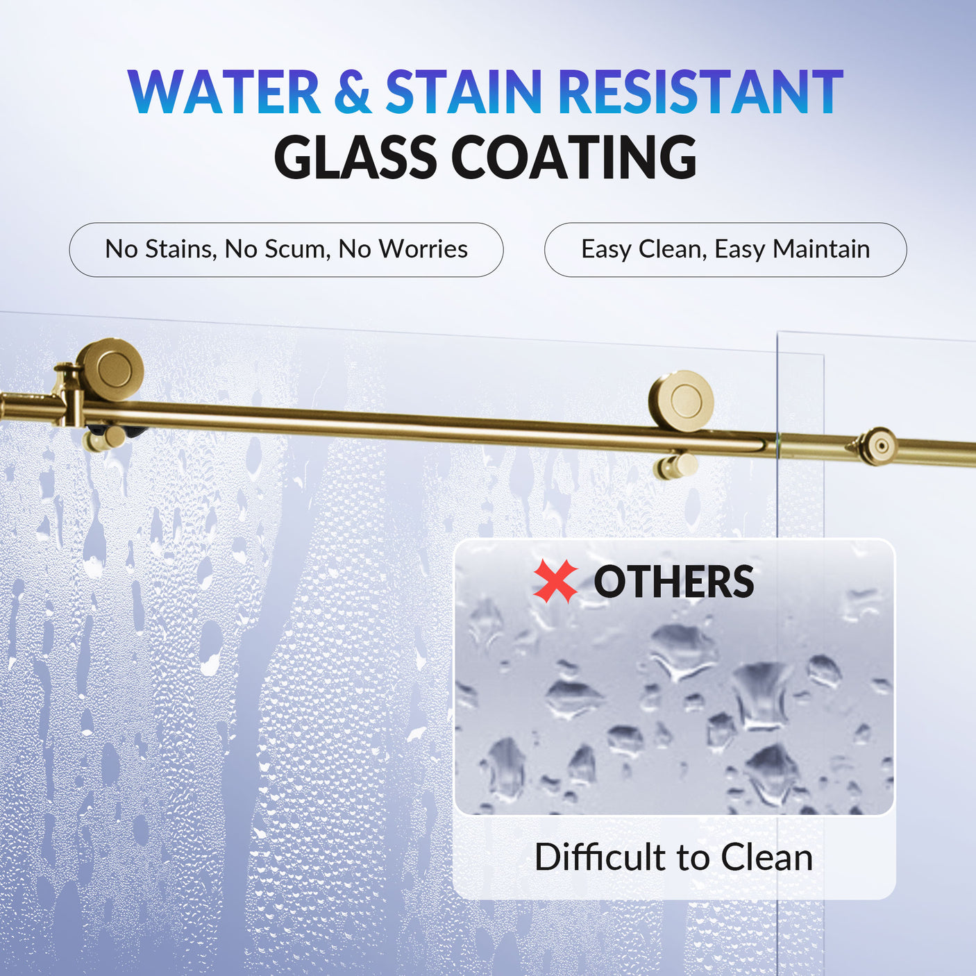 Woodbridge Frameless (60"W × 76"H) Clear Tempered Glass Shower Door with Soft Close System