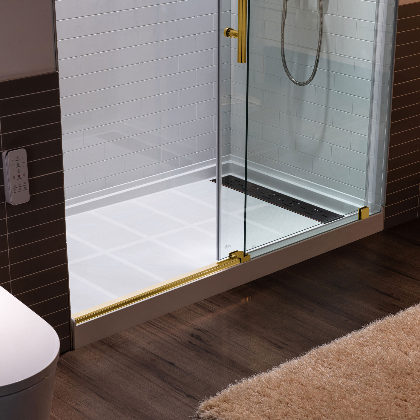Woodbridge Frameless (60"W × 76"H) Clear Tempered Glass Shower Door with Soft Close System