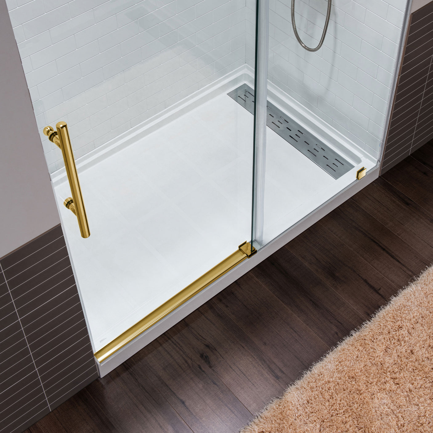 Woodbridge Frameless (60"W × 76"H) Clear Tempered Glass Shower Door with Soft Close System