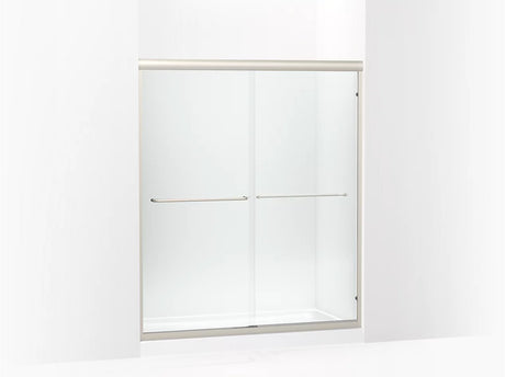 Sterling FINESSEโข Frameless sliding shower door  (54.6"-59.6" W x 69.8" H) in Nickel