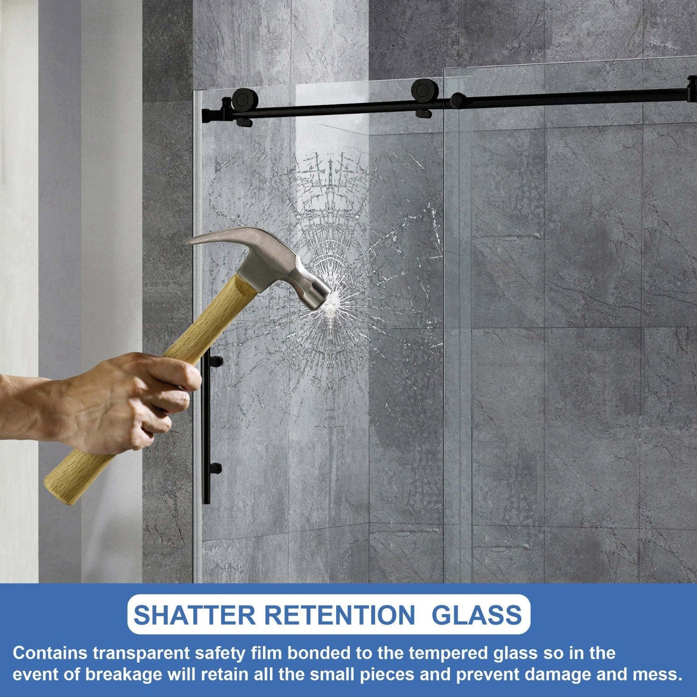 Woodbridge Frameless (72"W × 76"H) Clear Tempered Glass Shower Door