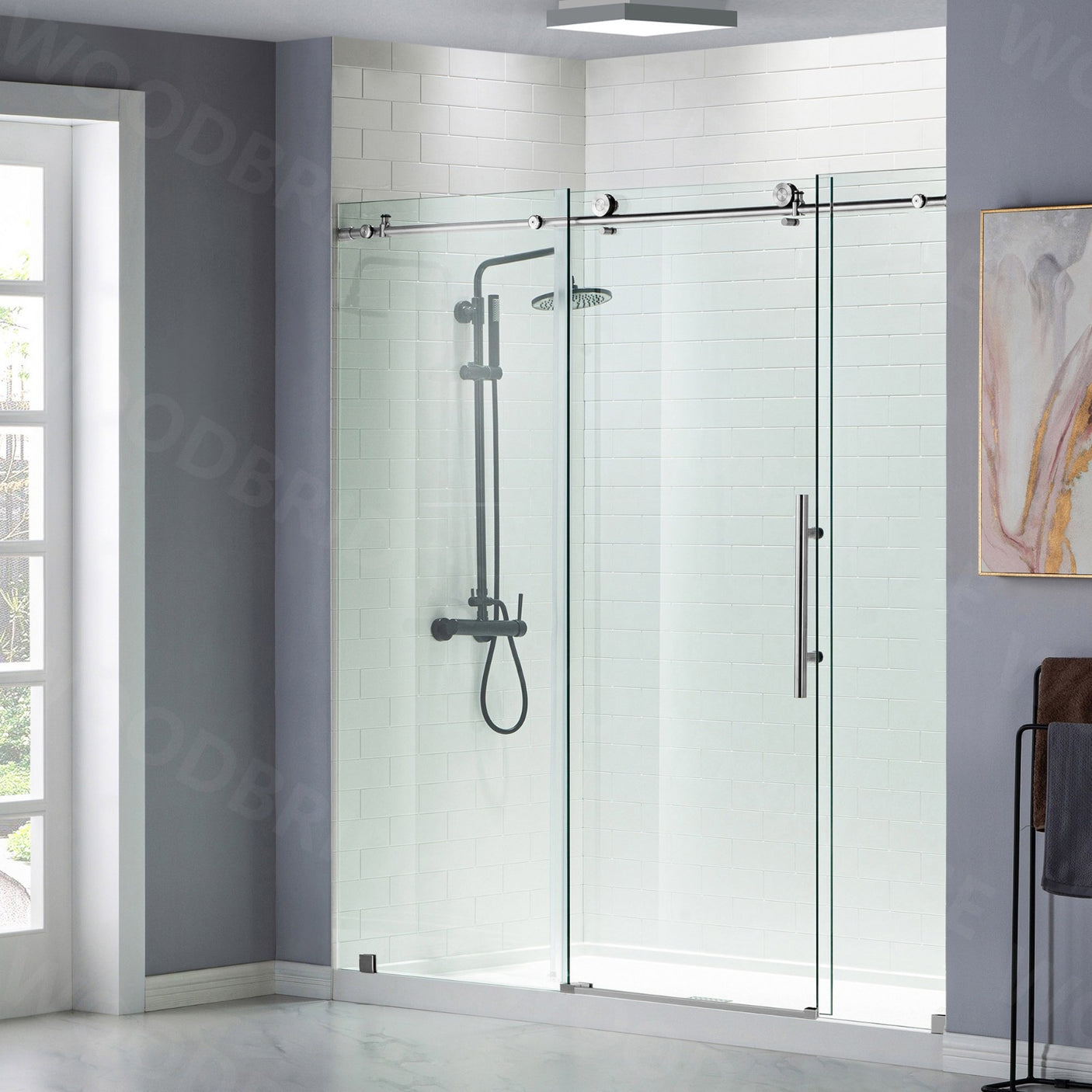 Woodbridge Frameless (72"W × 76"H) Clear Tempered Glass Shower Door