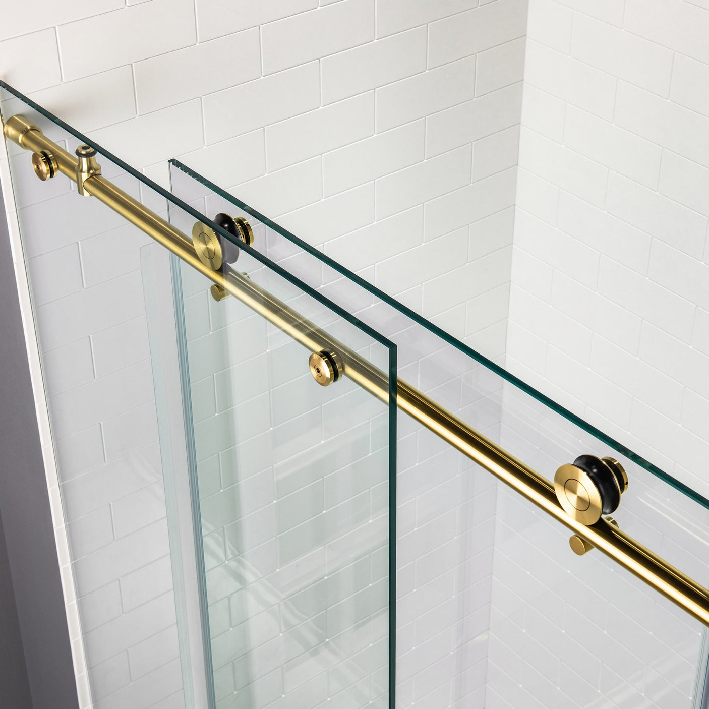 Woodbridge Frameless (44-48"W × 76"H) Clear Tempered Glass Shower Door