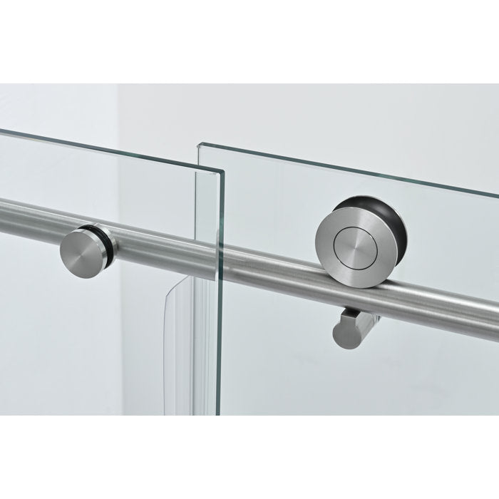 Vanity Art Frameless Single (60"W x 76"H) Sliding Shower Door - Brushed Nickel/Soft Close
