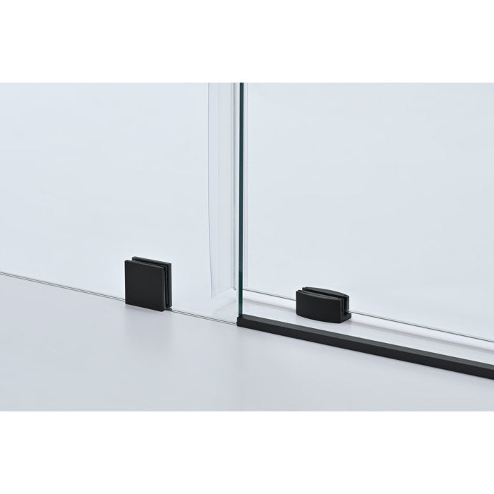 Vanity Art Frameless Single (60"W x 76"H) Sliding Shower Door - Matte Black/Soft Close