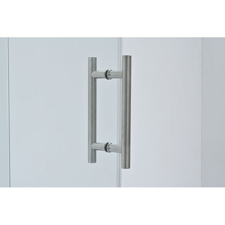 Vanity Art Frameless Single (60"W x 76"H) Sliding Shower Door - Brushed Nickel/Soft Close