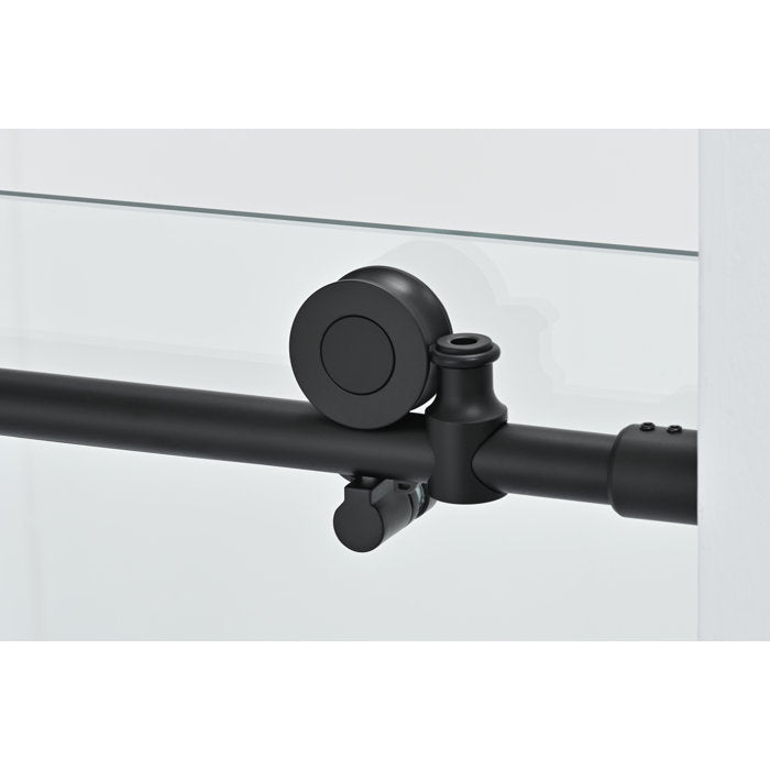 Vanity Art Frameless Single (60"W x 76"H) Sliding Shower Door - Matte Black/Soft Close