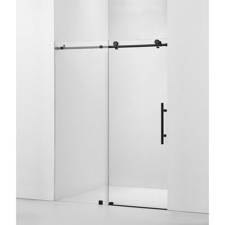Vanity Art Frameless Bypass Single Sliding Glass Barn (60"W x 76"H) 2 Ways Shower Doors - Matte Black