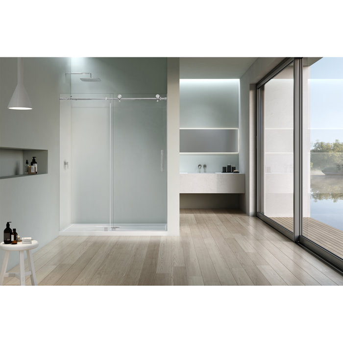 Vanity Art Frameless Single (60"W x 76"H) Sliding Shower Door - Chrome/Soft Close