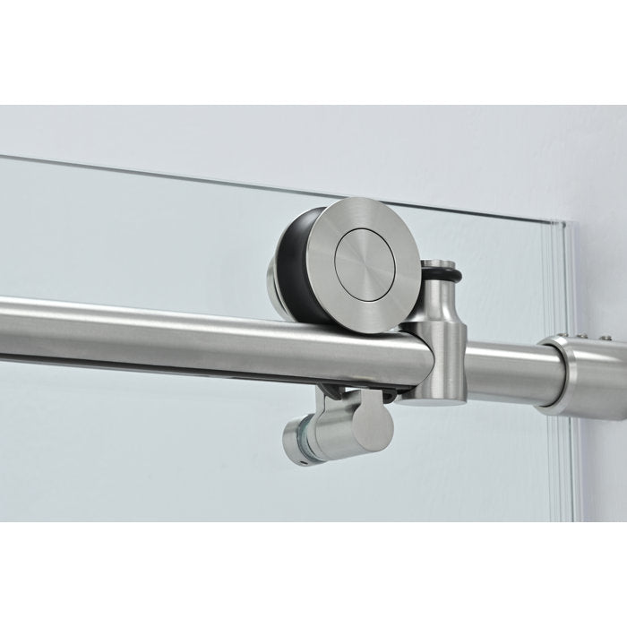 Vanity Art Frameless Single (60"W x 76"H) Sliding Shower Door - Brushed Nickel/Soft Close