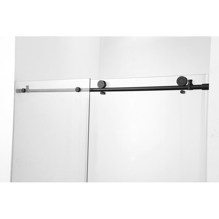 Vanity Art Frameless Bypass Single Sliding Glass Barn (60"W x 76"H) 2 Ways Shower Doors - Matte Black