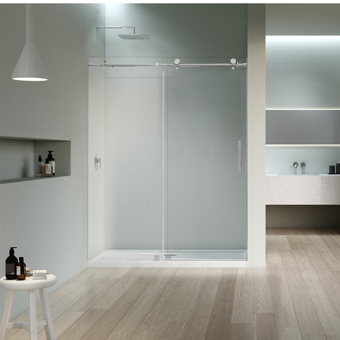 Vanity Art Frameless Single (60"W x 76"H) Sliding Shower Door - Chrome/Soft Close