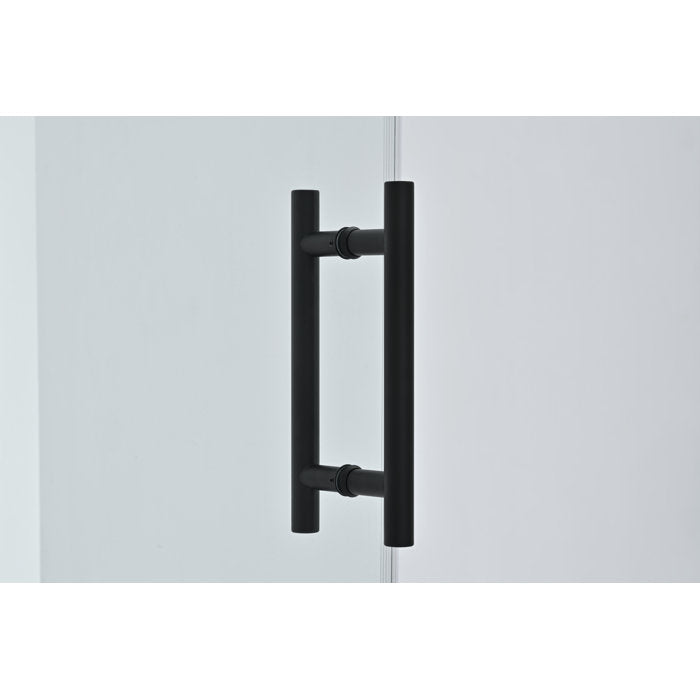 Vanity Art Frameless Bypass Single Sliding Glass Barn (60"W x 76"H) 2 Ways Shower Doors - Matte Black