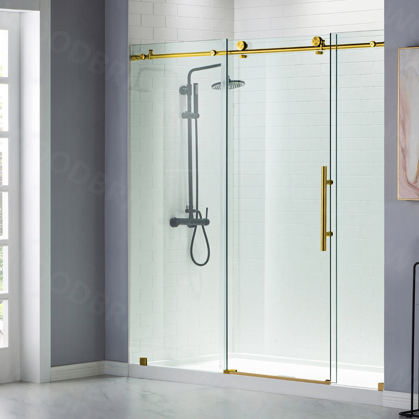Woodbridge Frameless (72"W × 76"H) Clear Tempered Glass Shower Door