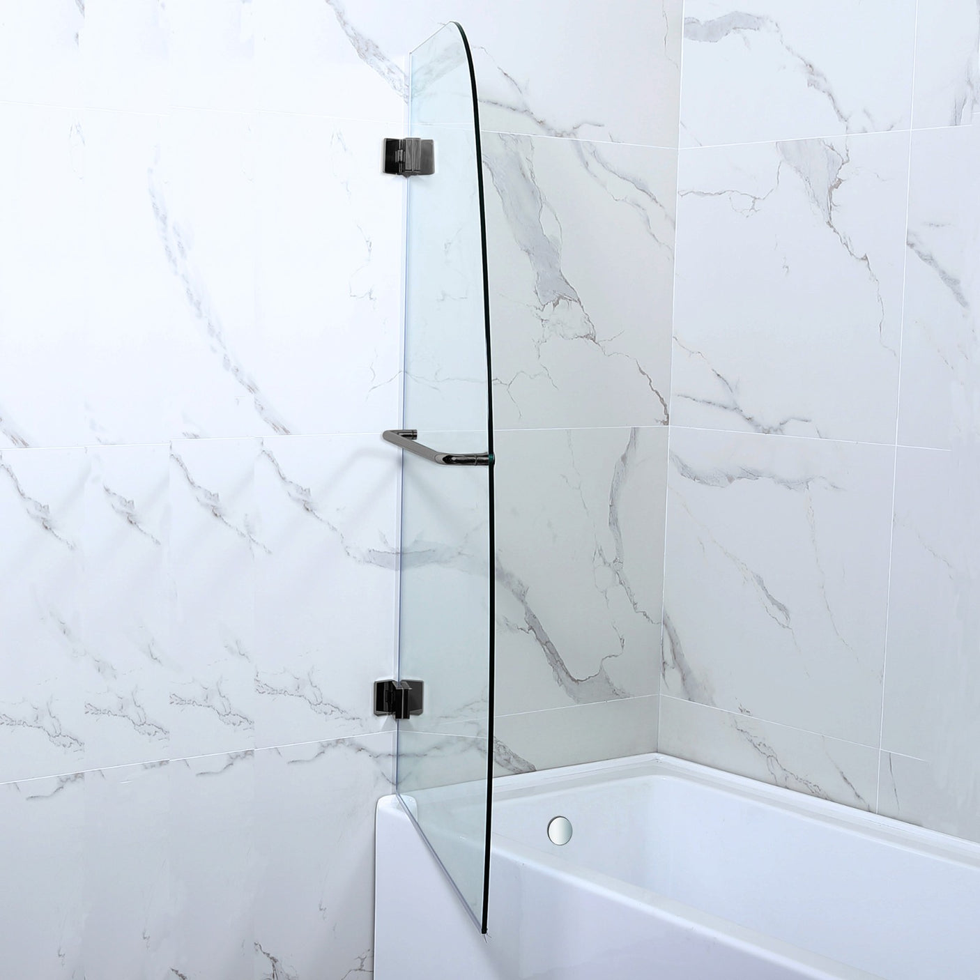 Woodbridge Frameless Hinged Bathtub 5/16 Tempered Panel (34"W x 58"H) Glass Shower Door