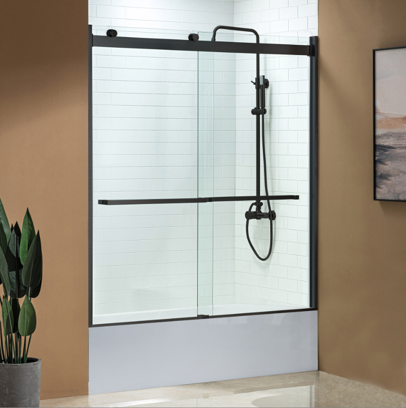 Woodbridge 2 Way Opening and Double Sliding (60"W x 62"H x 5/16") Frameless Bathtub Tempered Glass Shower Door