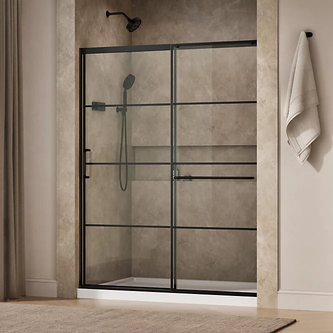 Kohler Elate® Sliding Shower door (56.3" - 59.6" W x 75.5" H) with 5/16" (8mm) thick glass in Matte Black