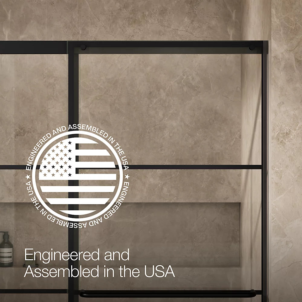 Kohler Elate® Sliding Shower door (56.3" - 59.6" W x 75.5" H) with 5/16" (8mm) thick glass in Matte Black