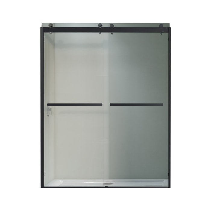 Vanity Art Frameless Bypass 2 Ways (60"W x 76"H) Sliding Glass Shower Door - Matte Black Finish