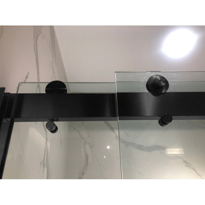 Vanity Art Frameless Bypass 2 Ways (60"W x 76"H) Sliding Glass Shower Door - Matte Black Finish
