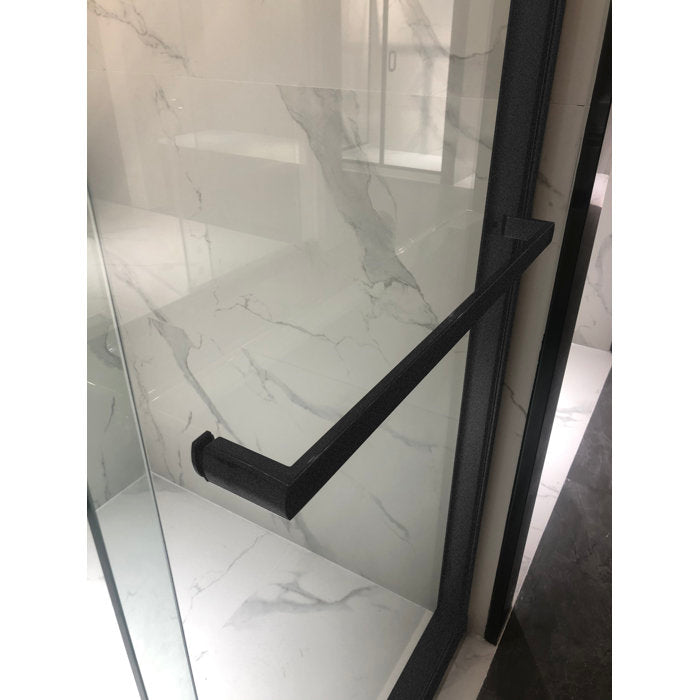 Vanity Art Frameless Bypass 2 Ways (60"W x 76"H) Sliding Glass Shower Door - Matte Black Finish