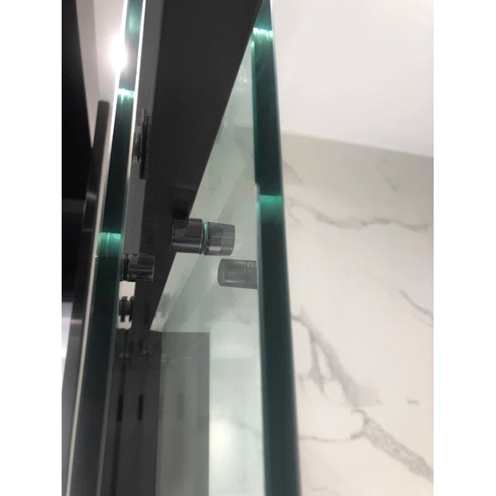 Vanity Art Frameless Bypass 2 Ways (60"W x 76"H) Sliding Glass Shower Door - Matte Black Finish