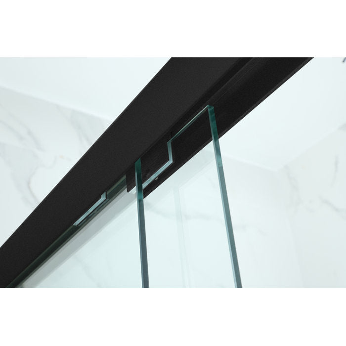 Vanity Art Framed Bypass Single Sliding Glass Barn (60"W x 76"H) 2 Ways Shower Doors - Matte Black Finish