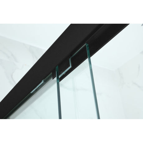 Vanity Art Framed Bypass Single Sliding Glass Barn (60"W x 76"H) 2 Ways Shower Doors - Matte Black Finish