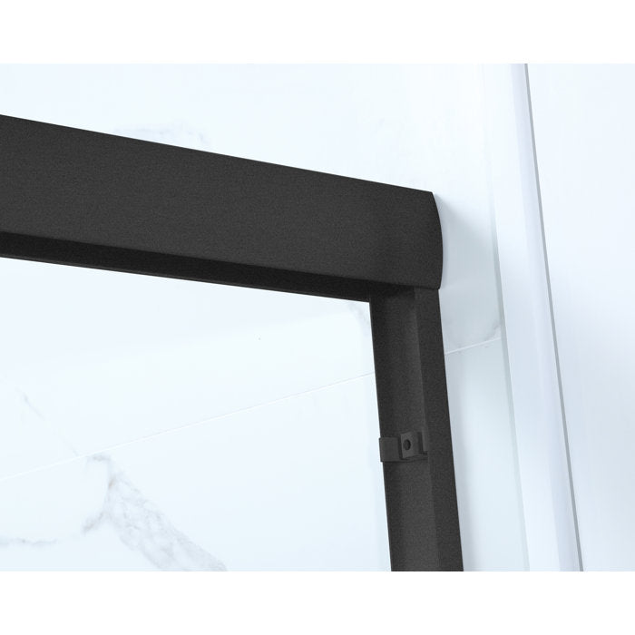 Vanity Art Framed Bypass Single Sliding Glass Barn (60"W x 76"H) 2 Ways Shower Doors - Matte Black Finish