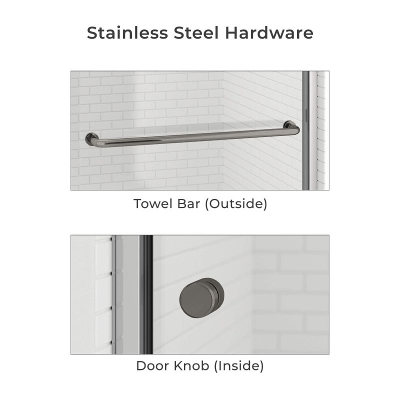 Fab Glass & Mirror Sorrento Economy Semi Frameless (56"- 60"W x 62"H) Double Sliding Shower Door - Brushed Nickel Finish