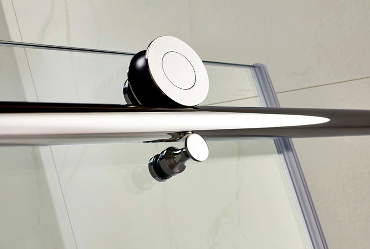 Vanity Art Frameless Bypass Single Sliding Glass Barn (60"W x 76"H) 2 Way Shower Doors - Brushed Nickel Finish