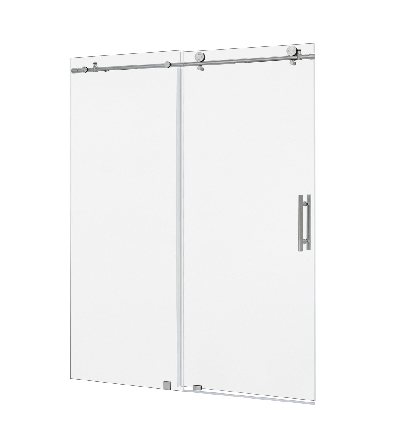 Vanity Art Frameless Bypass 2 Ways (60"W x 76"H) Sliding Glass Shower Door - Brushed Nickel Finish