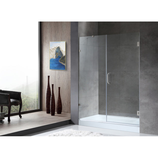 Anzzi Consort Series Frameless Hinged Alcove Shower Door (60"W x 72"H) with Handle