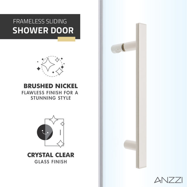 Anzzi Longboat Series Semi-Frameless Shower Door (60"W x 76"H) in Crystal Clear glass