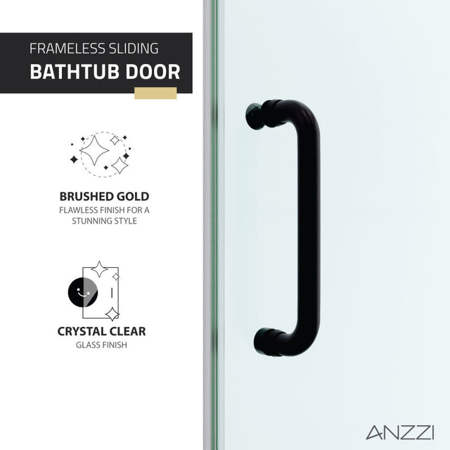 Anzzi Raymore Series Frameless Sliding Tub Door (60" W x 62" H) in Crystal Clear glass