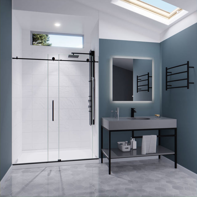 Anzzi Madam Series Frameless Sliding Shower Door (60" W x 76" H) with Handle