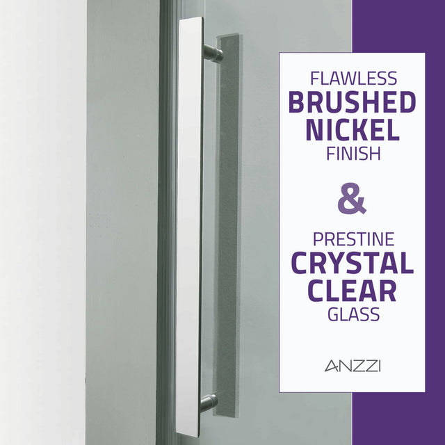 Anzzi Stellar Series Frameless Sliding (60"W x 76"H) Shower Door with Handle