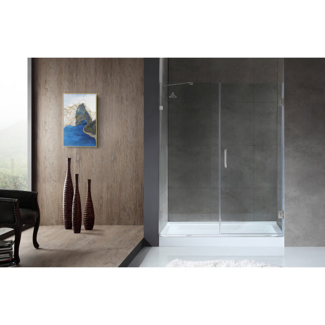 Anzzi Consort Series Frameless Hinged Alcove Shower Door (60"W x 72"H) with Handle