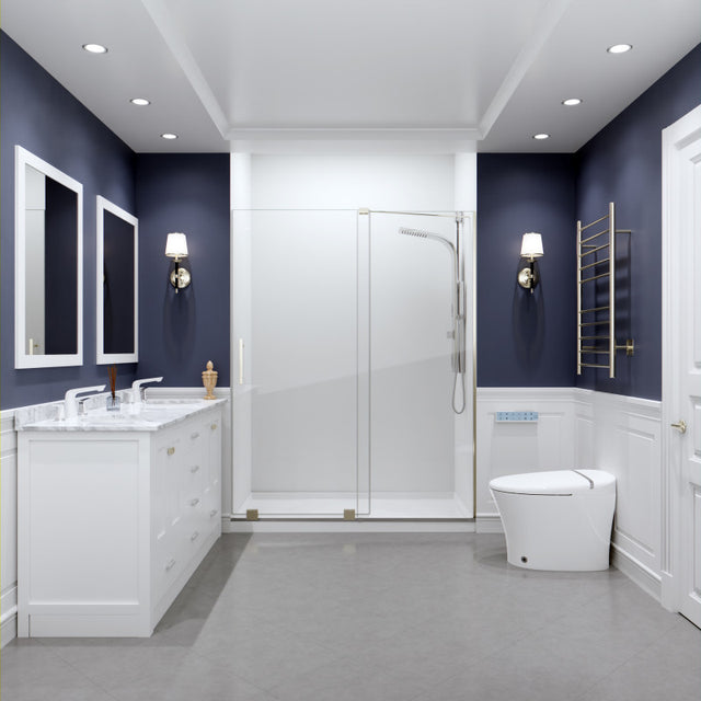 Anzzi Longboat Series Semi-Frameless Shower Door (60"W x 76"H) in Crystal Clear glass