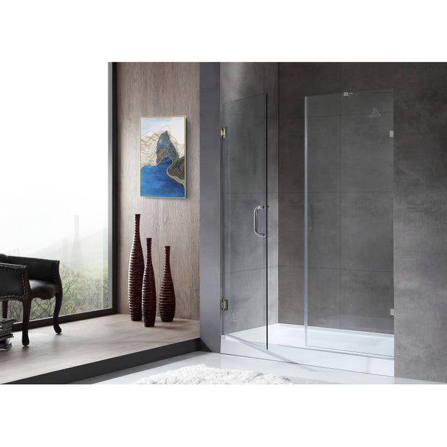 Anzzi Consort Series Frameless Hinged Alcove Shower Door (60"W x 72"H) with Handle