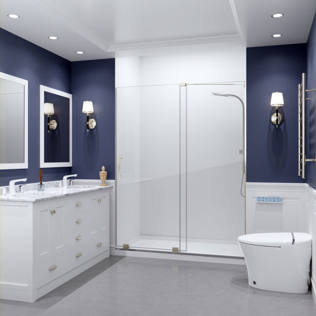 Anzzi Longboat Series Semi-Frameless Shower Door (60"W x 76"H) in Crystal Clear glass