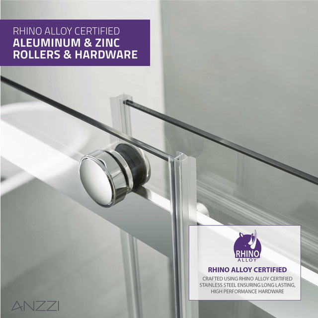 Anzzi Stellar Series Frameless Sliding (60"W x 76"H) Shower Door with Handle