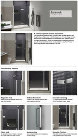 Kohler Composed™ Frameless Pivot shower door (39.6" - 40.4" W x 71.6" H) with 3/8" (10mm) thick Crystal Clear glass