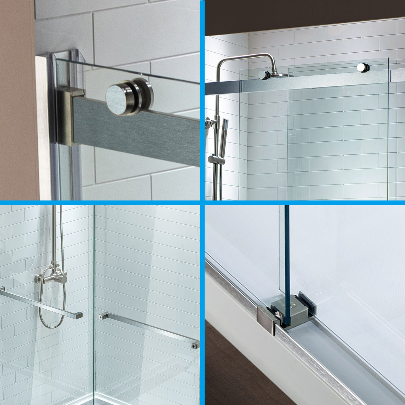 Woodbridge 2 Way Opening and Double Sliding (60"W x 76"H x 5/16") Frameless Bathtub Tempered Glass Shower Door