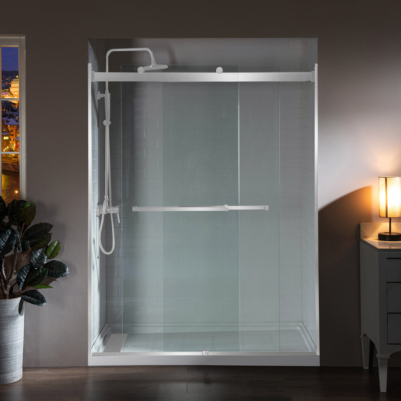 Woodbridge 2 Way Opening and Double Sliding (60"W x 76"H x 5/16") Frameless Bathtub Tempered Glass Shower Door