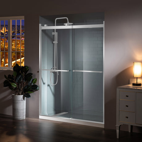 Woodbridge 2 Way Opening and Double Sliding (60"W x 76"H x 5/16") Frameless Bathtub Tempered Glass Shower Door - Chrome Finish