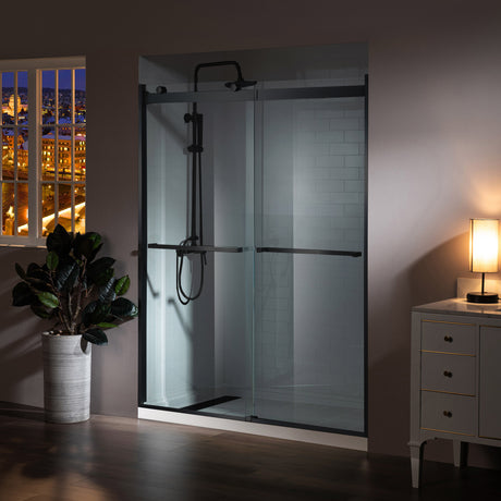 Woodbridge 2 Way Opening and Double Sliding (60"W x 76"H x 5/16") Frameless Bathtub Tempered Glass Shower Door - Matte Black Finish