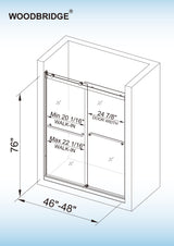 Woodbridge 2 Way Opening and Double Sliding (48"W x 76"H x 5/16") Frameless Tempered Glass Shower Door